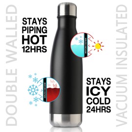 MEWAY 17oz Sport Water Bottle Vacuum Insulated Stainless Steel Sport Water Bottle Leak-Proof Double Wall Cola Shape Water Bottle,Keep Drinks Hot & Cold (Black,1 Pack)