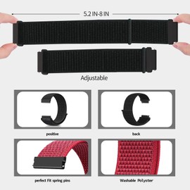 Ecogbd Nylon Replacement Strap 16 mm 18 mm 19 mm 20 mm 22 mm, Quick Release Sports Bracelet for Men and Women, Soft Fabric, Adjustable, Breathable Loop Watch Strap, Nylon