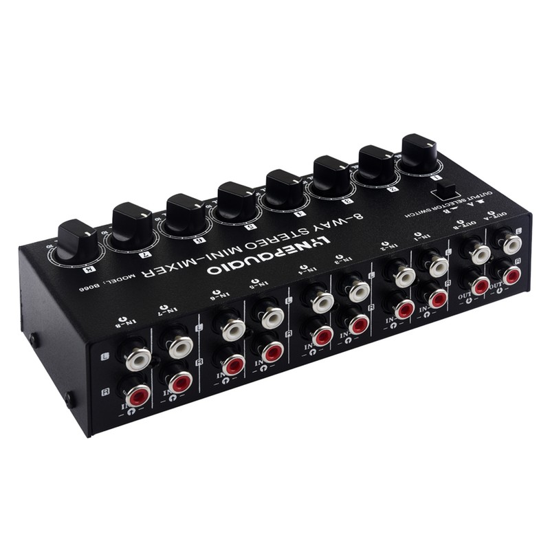 LYNEPAUAIO B066 Mini Stereo 8 Channel Passive Mixer RCA Portable