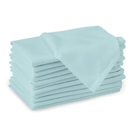 Encasa XO Cotton Cloth Napkins | Set of 12 | Size 43x43 cm | Egg Blue Solid Color | Machine Washable