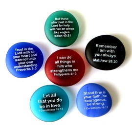 Scripture Magnets, Your Favorite Inspirational Bible Verses Printed On Frosted Sea Glass Stones, Attached to Super-Strong Magnets. by Lifeforce Glass