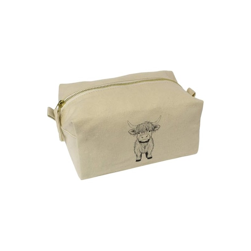 'Cute Highland Cow' Canvas Wash Bag/Makeup Case (CS00042111)