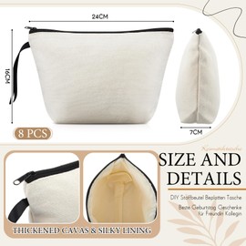 Xuniea Canvas Storage Bags Blank Cosmetic Bag Blank DIY Fabric Bag Blanks for Plotting Bag Pencil Case Painting Gift Bag for Mother's Day Valentine's Day Christmas, White, Fashion