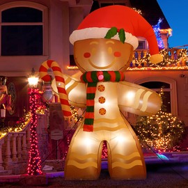 Onory 8 FT Christmas Inflatables Decoration Gingerbread Man with Built-in LEDs Blow Up Inflatables for Xmas Party Indoor Outdoor Yard Garden Lawn Décor