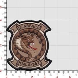 MARINE CORPS HMLA-367 SCARFACE HELI SQUAD DESERT TAN EMBROIDERED JACKET PATCH