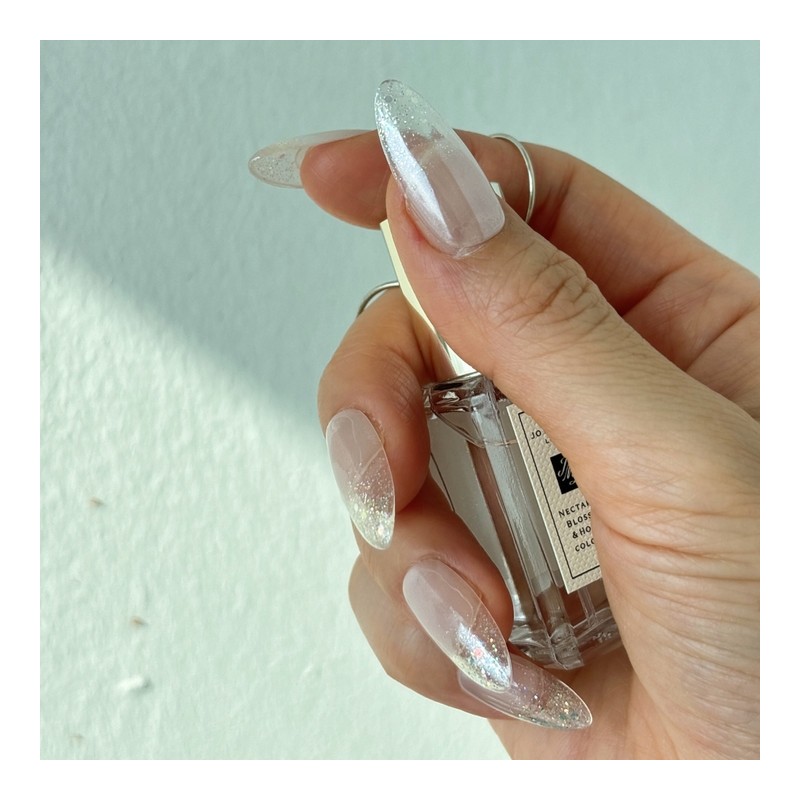 Transparent extension glitter handmade nail tips - 4. Transparent almond