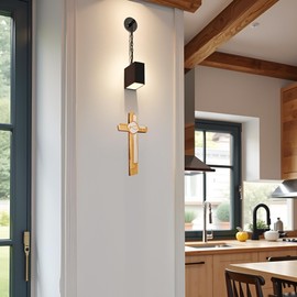Kaltner Präsente Gift Idea - Real Wood Wall Cross Spruce Crucifix Fish Symbol Modern for the Wall Modern Made in Val Gardena South Tyrol (Height 18 cm)