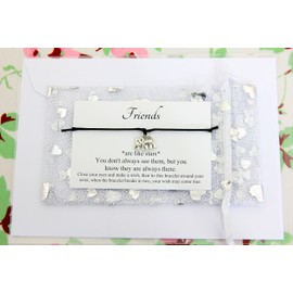 Lucor Friends Are Like Stars Gifts,Best Friends Gift,Elephant Wish Bracelet,Friendship Gifts,Christmas Birthday Gifts,Bestie Gifts(Black)