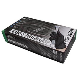 Pack of 50 Nitrile Disposable Gloves with Optimised Grip Nitras Tough Grip N (S, Black)