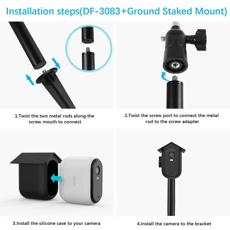 VOMENC Security Camera Ground Stake and Weatherproof Silicone Skin Compatible