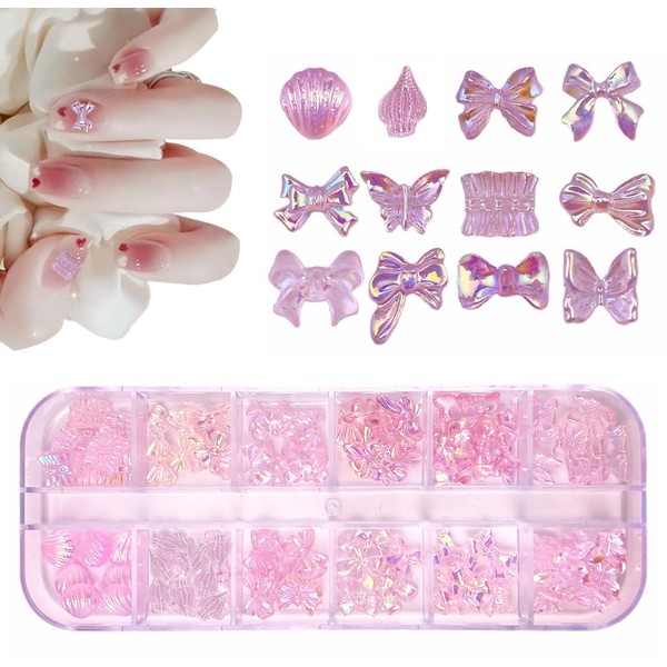 72pcs 3D Resin Nail Art Rhinestones Conch Shells Skirt Hem