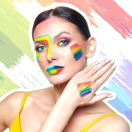 Byttlerom Rainbow Face Paint Pride Face Body Paint Kit Rainbow Makeup Stick for Celebrations Cosplay Birthday Makeup Supplies A