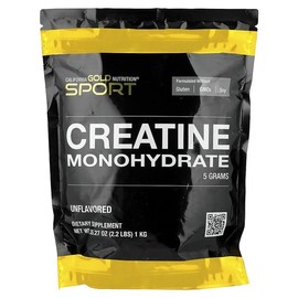 California Gold Nutrition, Sports, Pure Creatine Monohydrate, Unflavored, 1kg (2.2lb) / California Gold Nutrition (캘리포니아골드뉴트리션), 스포츠, 순수 크레아틴 일수화물, 무맛, 1kg(2.2lb)
