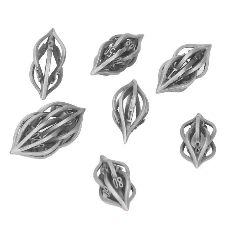 7pcs Hollow Metal Dice Set Retro Exquisite Polyhedral Dice Role