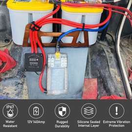 DEWINNER 12V 140Amp Dual Battery Isolator Kit Manual/Auto Modes VSR-Voltage Sensitive Relay Kit, with LED Screen, Voltage Display, Designed for ATV, UTV, Boat, RV, Camper 5 Wheel Off-road Vehicle