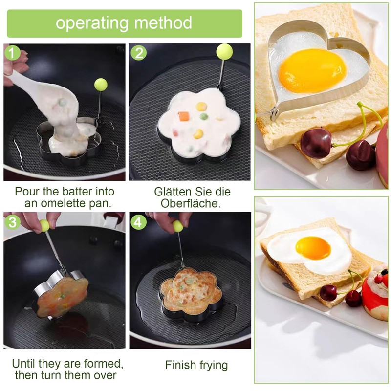 Fried Egg Mould, Pack of 8 Pancake Shape Egg Ring,
