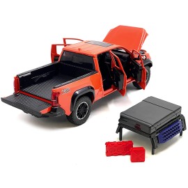 2024 for Toyota Tacoma TRD Off-Road Edition Pickup Truck DCD Octane Orange Diecast Model Car 1/24 Scale Bed Camper Included