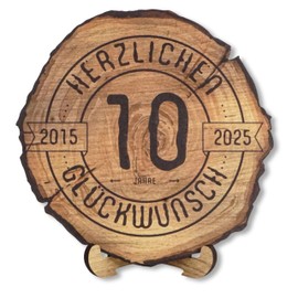 DARO Design Engraved Round Wooden Plaque, Gift for Anniversaries, Birthdays, Congratulations