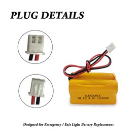 XUNTU 4.8V 1100mAh Ni-Cd Battery Pack Compatible for MAG93NC487 Lithonia ELB B006 Lithonia ELBB006 ELBCS06 ELB-CS06 Emergency/Exit Light Sign (10 Pack)