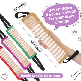 Kacctyen 4 Pcs Dog Tug Toy Dog Training Fight Pillow Tough Jute Dog with 2 Handles Dog Training Equipment for Small Medium Large Dogs Interactive Play (Purple, Green, Earthy Yellow, Red)