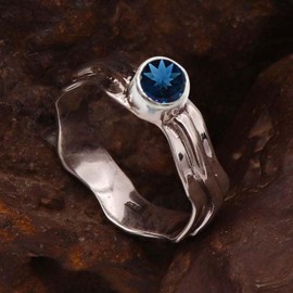 Londoner blauer Topas im Labor gezüchtet Edelstein-für Herren und Damen, alle Größen, 925 Sterling Silber Band Ring, Geschenkartikel, Schmuck TSR374AT_20 (66 (21.0))