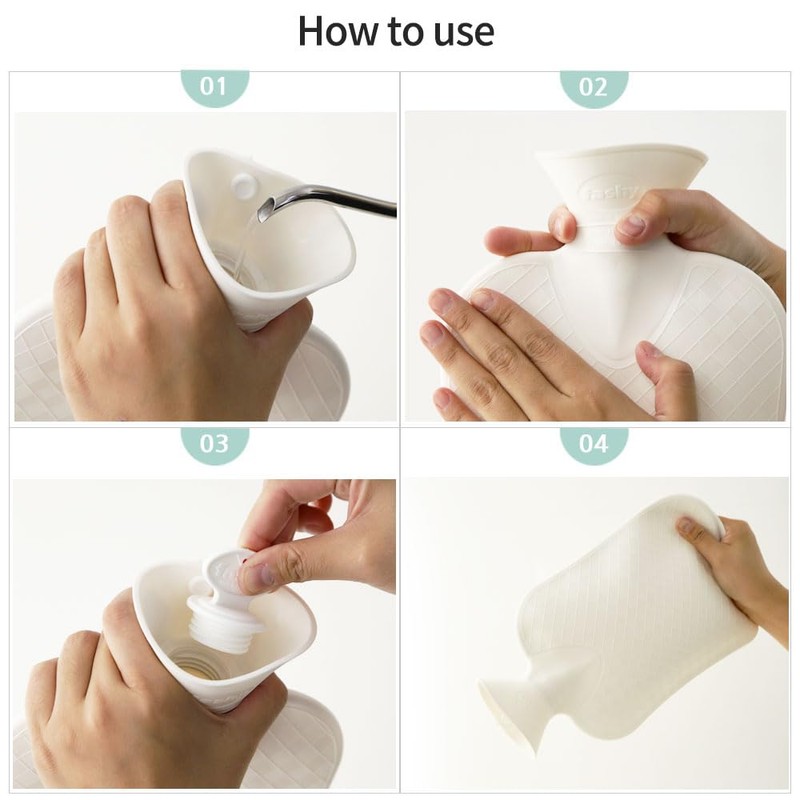 Fashy Hot Water Bottle with Ivory Soft Cotton Cover (67oz