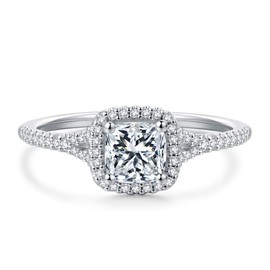 HAFEEZ CENTER 1 Carat Cushion Cut Moissanite Engagement Rings for Women (6.5, Moissanite)