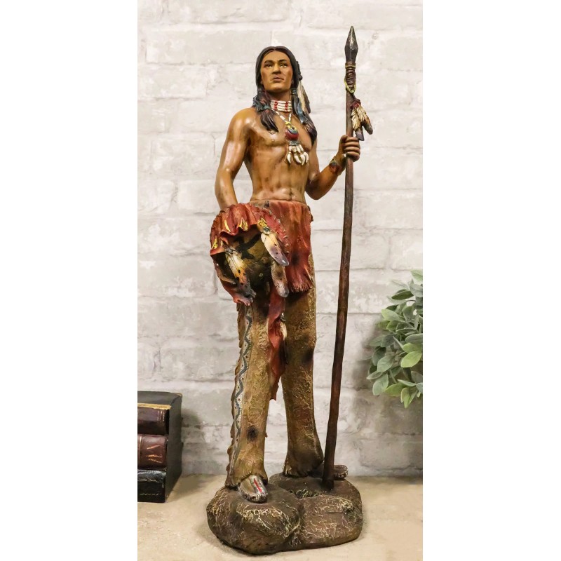 Large Native American Indian Eagle Warrior Chief With Spear And