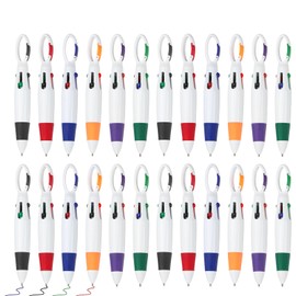 PATIKIL 4 Colors Retractable Ballpoint Pens, 24Pcs 1.0mm Ballpoint Pen with Buckle Clip Keychain for Office Supplies Children Gift, Multicolor
