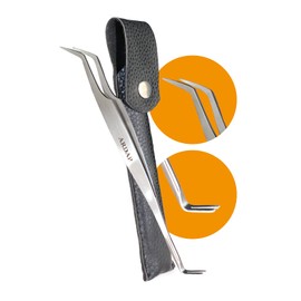 ARDAP Tick Pliers and Tick Hook - 2in1 Stainless Steel Tick Tweezers in Leather Case - Easy & Effective Tick Removal - Premium Tick Removal Tool for Dogs, Cats & Humans