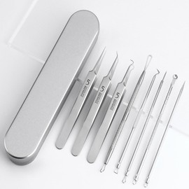 MOCOXYKLXY Square Plug Tweezers (Set of 8) Precision Tweezers (Set of 8) with 0.004 inch (0.1 mm) Wide General Purpose Tweezers For Pimples Removing Blackheads Dedicated For Pore Care, Can Be Used For Precision Work, For Restoring Clean Pores, Portable, 