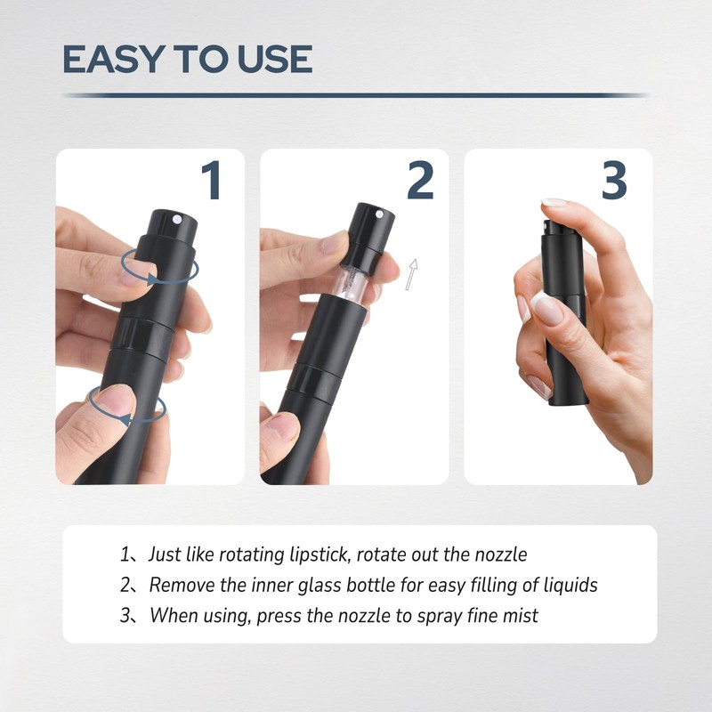 Fusupak Perfume Atomizer Travel Bottle Refillable: Cologne Sprayer Portable for