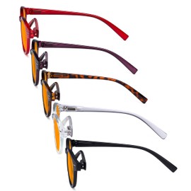 Eyekepper 5 Pack Retro Key Hole Oval Round Spring-Hinges Computer Reading Glasses Orange Tinted +3.00