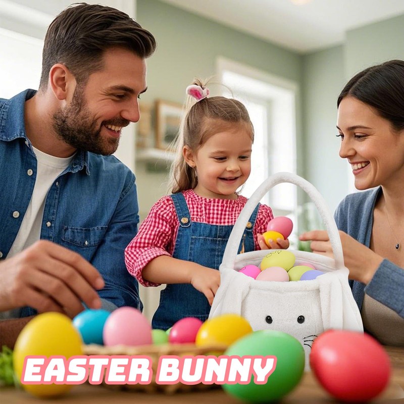 KEGOZ Plush Easter Basket, Bunny Easter Buckets, Easter Gift Bags