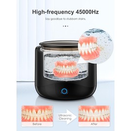 Ultrasonic Cleaner Retainer Cleaning Machine - RELEXNOW 45kHz Portable Ultra Sonic Dental Cleaner - Professional Cleaning Mouth Guard, Aligner, Denture, Toothbrush Head, Jewelry for Home or Travel