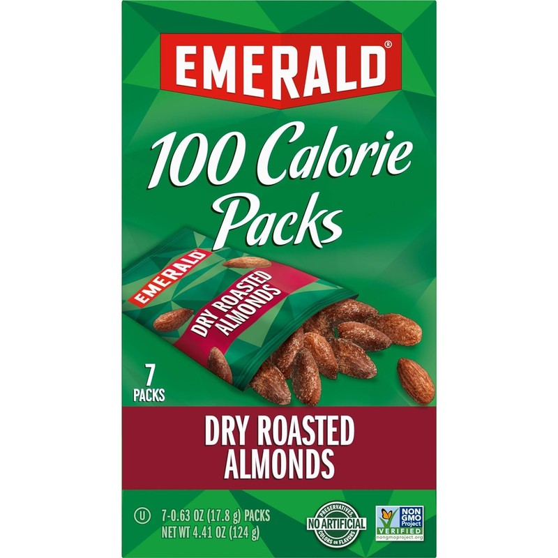 Emerald Nuts Dry Roasted Almonds, 100-Calorie Packs, 7 Count (Pack