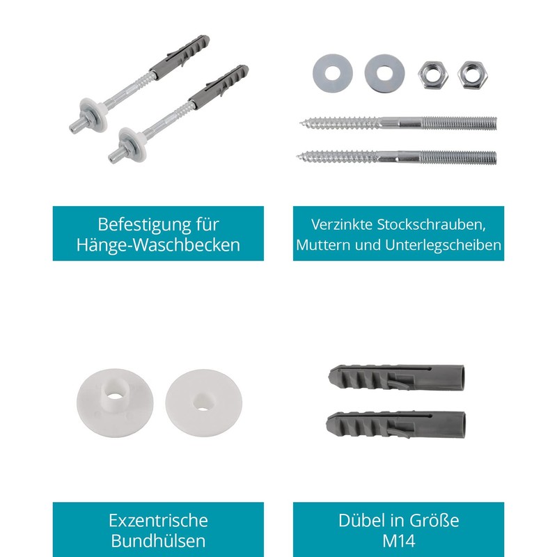 Calmwaters 10PM3424 Wall Mounted Sink Fixing Kit with 14 cm