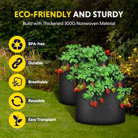 iPower 24-Pack 3 Gallon Grow Bags Heavy Duty Thickened Aeration Nonwoven Fabric Pots with Nylon Handles, for Planting Vegetables, Fruits, Flowers, Black