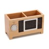 Wooden Desk Organizer with Calendar for Pens & Remotes -