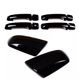 car-attention For 07-21 Toyota Tundra Crew GLOSS BLACK Door Handle COVERS+ Mirrors Cover 6PCS