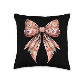 Coquette Bow Cute Welsh Pembroke Corgi Dog Pattern Throw Pillow