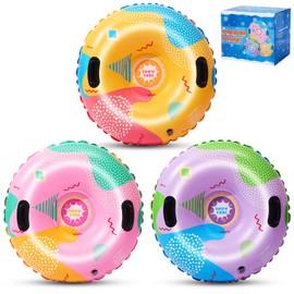 Snow Tubes, Snow Tubes Sleds for Sledding Inflatable Snow Tube, Thickened Heavy Duty Sleds for Winter with Handles, Snow Toys, Winter Outdoor Sports Toys,Snow Sleds for Family Activities 3 Set