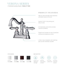 Builders Shoppe 2026TB Two Handle Centerset Lavatory Faucet with Pop-Up Drain Oil Rubbed Bronze Finish