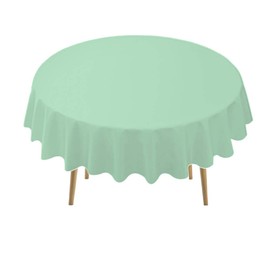 Fresh Mint Plastic Tableloths 2 Pack Mint Green Disposable Table Covers 84 Inch Circle Bridal Shower Party Tablecovers PEVA Table Cloths for BBQ Picnic Birthday Wedding Parties 6 ft Round Table Use