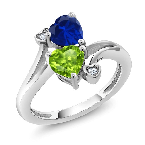 Gem Stone King 925 Sterling Silver Blue Created Sapphire Green