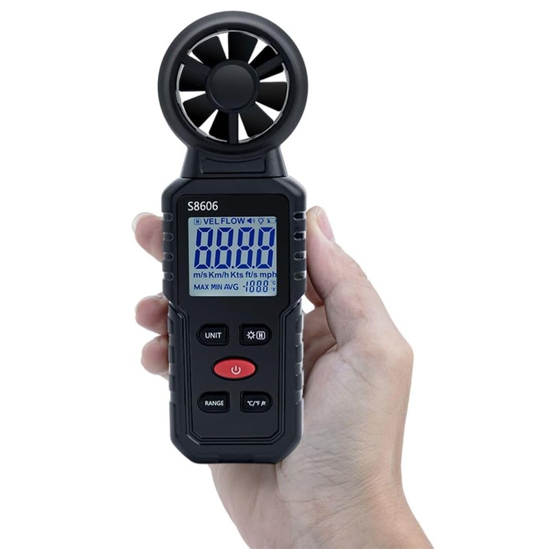 TiardeyAnemometer Hochpräzises Windgeschwindigkeitsmessgerät 3 In 1 Hand Digital Anemometer Zur