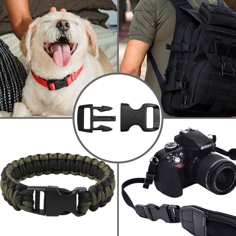32 Pack Contoured Paracord Buckles, 3/8 Inch, 5/8 Inch, 3/4