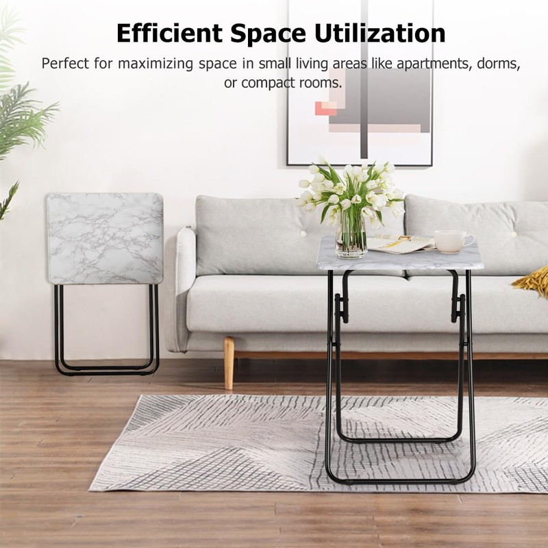 FurnitureR Folding TV Tray Tables, Foldable Side Table Dinner Trays,