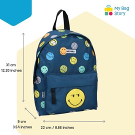 mybagstory - Backpack - SmileyWorld - Blue - Children - School - Primary - Kindergarten - Daycare - School Bag - Boys - Size 31 cm - Adjustable Straps - Gift Idea, Blue