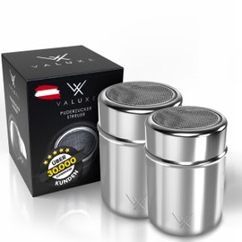 VALUXE® Icing Sugar Shaker Set in 2 Sizes - Stainless Steel Cocoa Shaker with Fine Strainer and Lid - Icing Sugar Powder Shaker for Precise Dusting - Sugar Shaker, Flour Shaker Dishwasher Safe